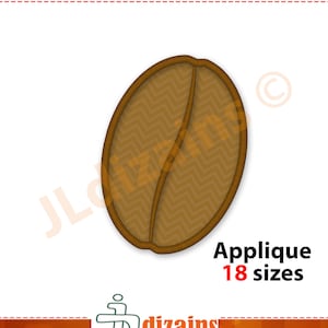 Könnte beinhalten: Ein braunes Kaffebohnen-Applikationsdesign, erhältlich in 18 Größen.