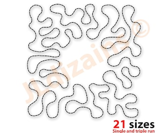 Stipple Quilting Block Embroidery. Monogram quilt block embroidery. Machine embroidery design in square sizes. 21 sizes in total.