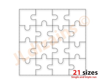 Puzzle Quilt Block Embroidery Design. Quilt block pattern embroidery. Run and Bean stitch quilting block machine embroidery design.