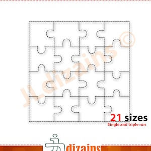 Puzzle Quilt Block Embroidery Design. Quilt block pattern embroidery. Run and Bean stitch quilting block machine embroidery design.