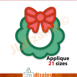 Christmas Wreath Applique Embroidery Design. Christmas applique design. Christmas wreath embroidery design. Machine embroidery design.