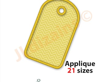 Gift Tag Applique Embroidery Design. Price tag Machine embroidery design. (Digital Download)