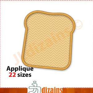 Toast Applique Embroidery Design. Bread Breakfast machine embroidery design. 22 sizes. Digital Download.