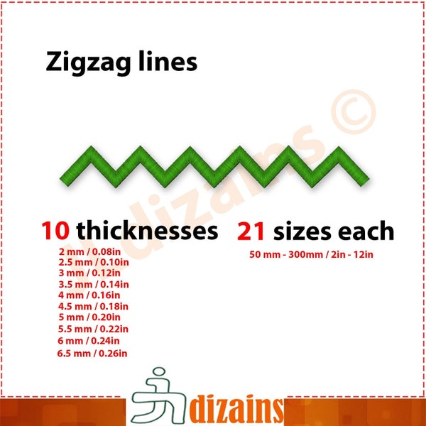 Zigzag line embroidery design. Zigzag lines embroidery designs. Zig zag embroidery design. Zigzag satin stitch machine embroidery design.