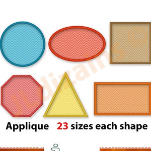 Set da ricamo per ricamo applique. Ricamo a cerchio, ricamo ovale, ricamo quadrato, ricamo a ottagono, ricamo a triangolo e rettangolo con