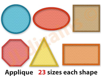 Basic Shape Applique Design Set. Circle applique, oval applique, square applique, rectangle applique embroidery. Machine embroidery designs.