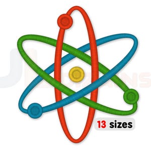 Atom Embroidery Design – Science Machine Embroidery design – Atomic symbol embroidery in 13 sizes. Instant Download.