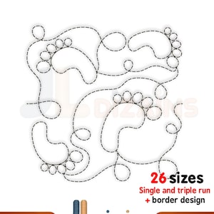 Baby feet quilting embroidery design. Baby quilt block embroidery. Baby feet quilting embroidery. Machine embroidery design. E2E embroidery.