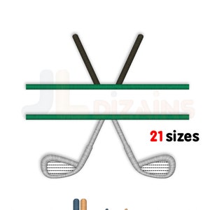 Golf embroidery design. Split golf embroidery design. Golf clubs embroidery design. Split golf club embroidery design. Machine embroidery.