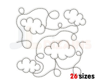 Cloud quilt block machine embroidery design. Sky quilt block embroidery. Stipple quilt block. Cloud quilt block machine embroidery design.