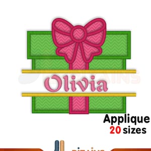 Geschenkbox-Stickapplikationen-Design. Geteilte Geschenkbox-Applikation.