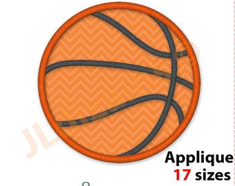Basketball Applique Embroidery Design – Basketball Ball Machine Embroidery with 17 Sizes for Mini & Large Projects – Instant Download.