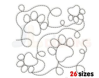 Paw quilting embroidery design. Paw print quilt block embroidery. Paw print quilt embroidery. Paw quilt block machine embroidery design. E2E