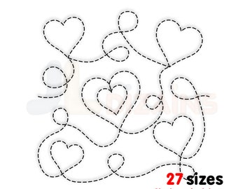 Heart quilting embroidery design. Heart quilt embroidery pattern. Heart quilt block embroidery. Machine embroidery design.