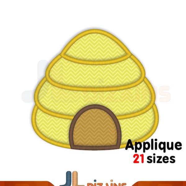 Beehive applique embroidery design. Beehive embroidery design. Bee hive embroidery applique design. Beehive machine embroidery design.