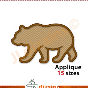 Peut inclure: Motif d'applique en forme d'ours brun avec un motif en chevron. L'applique est disponible en 15 tailles.