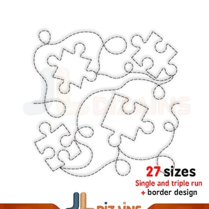 Puzzle quilting embroidery design. Puzzle quilt block embroidery. Puzzle quilting design. Puzzle pieces quilting machine embroidery design.