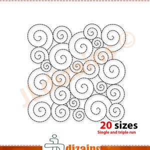 Swirl Quilt Block Embroidery Design. Quilt block pattern. Quilting block design. Quilt block background machine embroidery design.