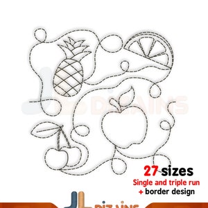 Fruit quilting embroidery design. Fruit quilt block embroidery. Fruit quilt block design. Fruit quilt block machine embroidery design. E2E