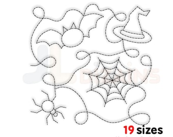 Halloween quilting machine embroidery design. Edge to edge quilting embroidery design. Halloween quilting block machine embroidery design.