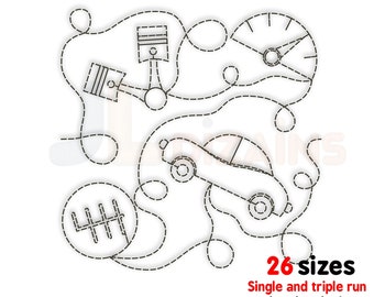 Car quilting embroidery design. Transport quilt block embroidery. Cars quilt block design. Boys quilt block machine embroidery design.