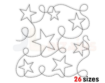 Star Quilt Block Stickerei Maschinenkonstruktion. Quilten von Kante zu Kante (E2E). Sternsteppstickerei. Maschinenstickmuster mit