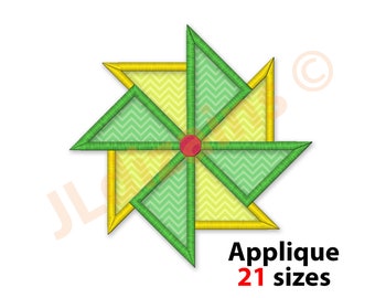 Quilting Pinwheel Applique Embroidery Design. Pinwheel embroidery design. Pinwheel applique. Quilting machine embroidery design.