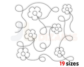Projeto do bordado da máquina do bloco da edredão da flor. Bordado ponto a ponto do bordado. Bordado de colchas de flores. Desenho