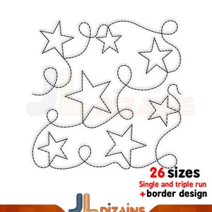 Star quilting block machine embroidery design. Edge to edge quilting embroidery design. Star quilting embroidery. Machine embroidery design.