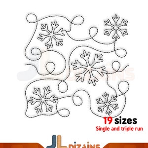Snowflake quilt block machine embroidery design. Christmas quilt block embroidery. Continuous quilting machine embroidery design.