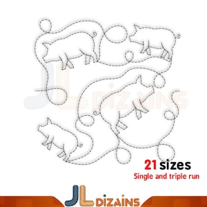Projeto de bordado de máquina de bloco de colcha de porco. Bordado de bloco de quilting de porco Bordado de acolchoado de animais de fazenda