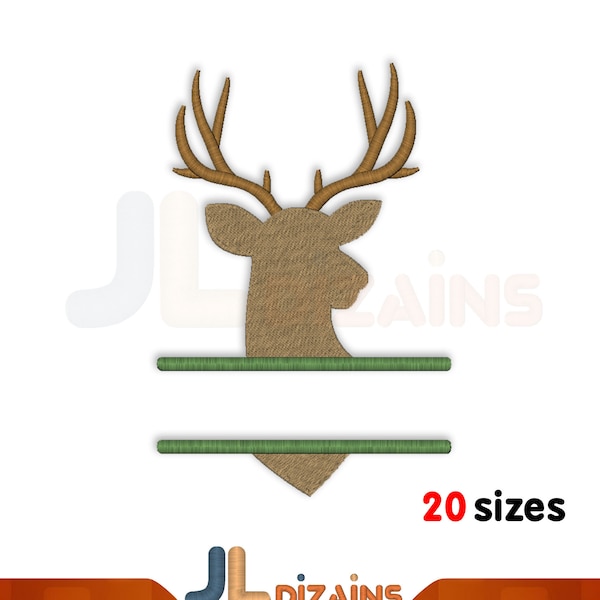 Deer machine embroidery design. Split deer embroidery design. Buck head embroidery design. Hunting embroidery design. Machine embroidery.