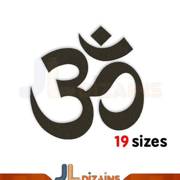 Om oder Aum Hinduismus Symbol füllen Stich Maschine Stickmuster mit sofortigen Download-Dateien - 19 Größen enthalten.