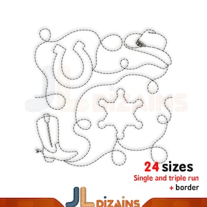 Desenho de bordado de máquina de bloco de colcha ocidental. Bordado em bloco de colcha ocidental. Borda acolchoada.