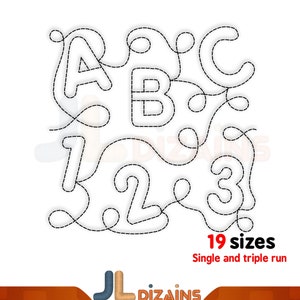 Design de broderie de machine à coudre scolaire. Alphabet à broder. Bloc de lettres à broder. Motif de broderie à la machine avec fichiers