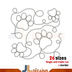 Paw quilting embroidery design. Paw print quilt block embroidery. Paw print quilt embroidery. Paw quilt block machine embroidery design. E2E