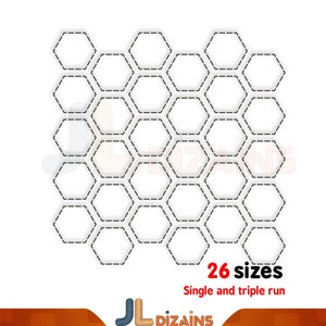 Honeycomb quilting embroidery. Hexagon quilt block embroidery design. Embroidery designs for computerized embroidery machines - 26 sizes