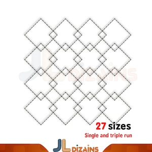 Motif de broderie de courtepointe carrés. Fond de matelassage diamant. Motif de broderie de style sashiko pour machines à broder informatisées.