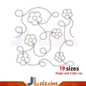 Projeto do bordado da máquina do bloco da edredão da flor. Bordado ponto a ponto do bordado. Bordado de colchas de flores. Desenho