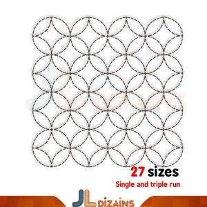 Circles and stars quilt block design. Sashiko traditional quilting pattern for computerized embroidery machines - 27 sizes included.