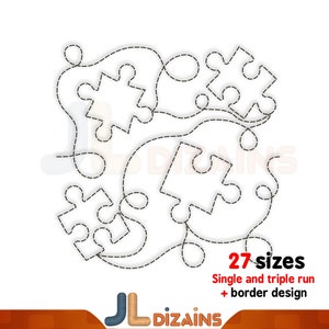 Disegno di ricamo trapuntatura puzzle. Ricamo a blocco trapuntato puzzle. Disegno trapuntato a puzzle.