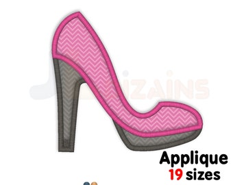 High heel applique embroidery design. Stiletto applique design. High heel embroidery design. Woman shoe applique. Machine embroidery design.