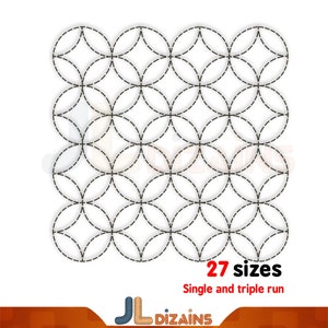 Circles quilting embroidery design pattern. Circles and stars quilt block design for computerized embroidery machines - 27 sizes included.