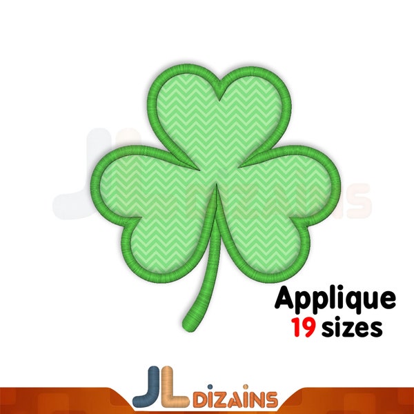 Motif de broderie applique Shamrock. Motif de broderie Shamrock. Motif de broderie de trèfle. Motif de broderie machine