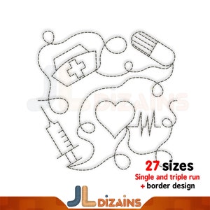 Nursing edge to edge quilting design. Nurse, doctor quilt block embroidery. Medical quilt block embroidery and longarm machine design.