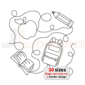 Back to School Edge to Edge Quilting Design: Continuous Line Pattern for Embroidery & Longarm, Teacher E2E.