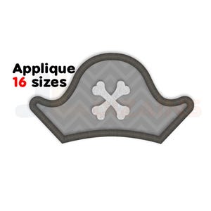 Piratenhut Appliqueentwurf. Maschinenstickerei Design - Sofortiger Download - 16 Größen. Pirate Appliqueentwurf. Piratenhut Stickereientwurf