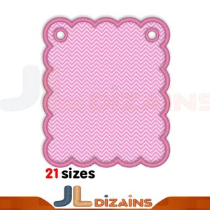 Scalloped rectangle banner embroidery design. In the hoop project. ITH bunting applique design with 21 sizes for machine embroidery.