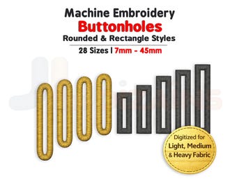 Buttonhole Embroidery Design Set. Multiple Sizes. Machine Embroidery Digital Download.