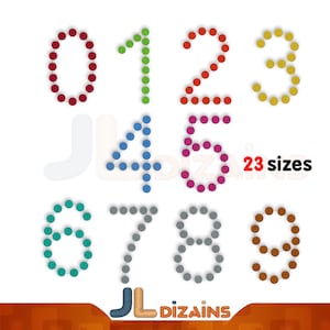 Dotted machine embroidery number design set. Birthday number embroidery design set. Numbers embroidery design set. Machine embroidery design